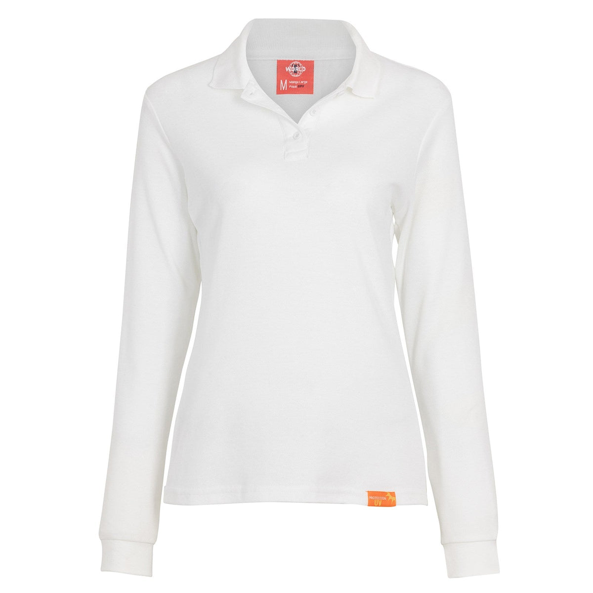 Polera Pique Cuello Camisero Manga Larga Mujer